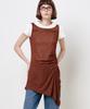 Plack Woman Diagonal Shirred Dress Brown