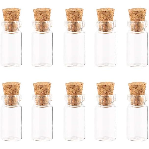 lasenersm 10Pcs/1ML Empty Sample Glass Bottles Jars Vials Case Container with Cork Stoppers for Message Weddings Jewelry Party Favors,Transparent