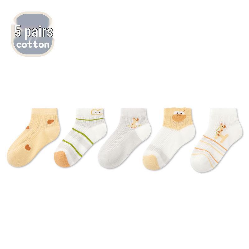 Infant Toddler Breathable Mesh Bear Ankle Socks - Seamless, Antibacterial Cotton for Boys (Spring/Summer)