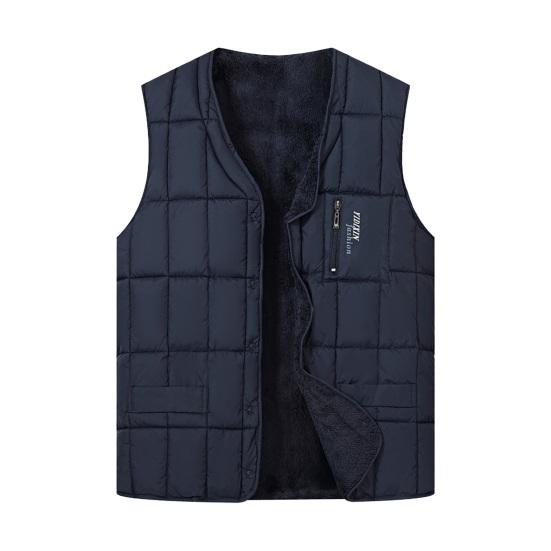 

Men Waistcoat V-Neck Sleeveless Single Breasted Quilted Vest Coat with Zipper Pockets XXL темно-синий