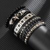 Vintage Fashion Five-Pointed Star Leather Bracelet for Men Hip-Hop Personality Chain Bracelet Men's Beaded Jewelry