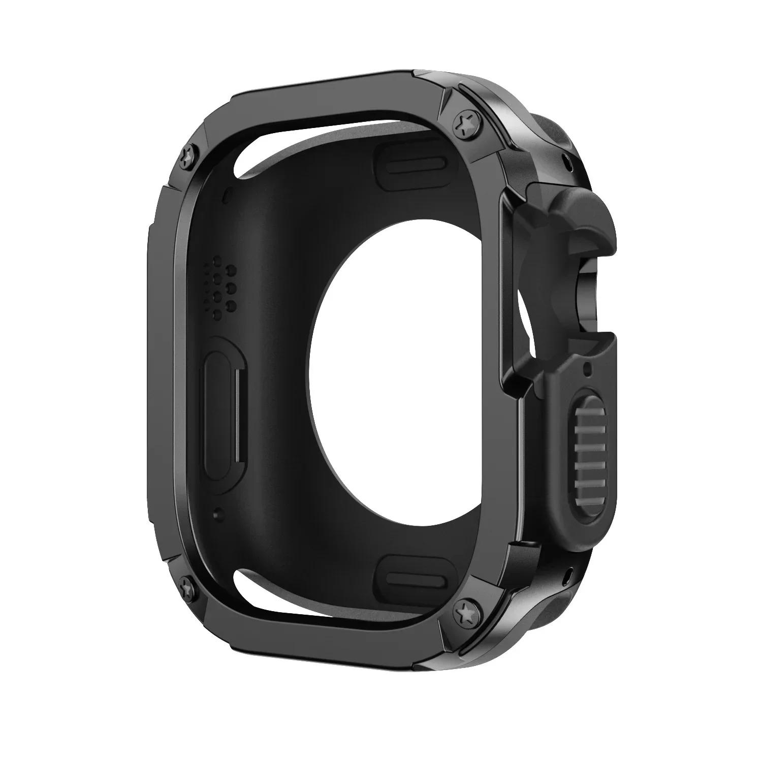 

2 in 1 Case for Apple Watch Series 10/9/8/7/SE/6/5/4 Ultra 46mm 42 45 40 44 49mm TPU + PC Shockproof Protector Bumper for iwatch Series 9 8 7 45mm чёрный