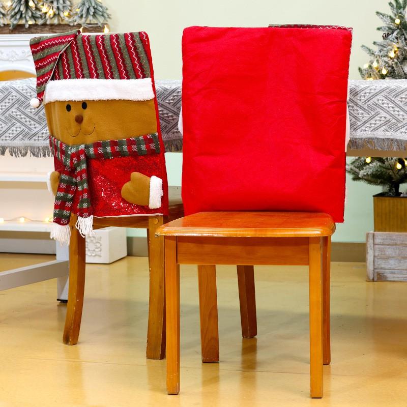 Christmas Chair Covers Santa Snowman Reindeer Cartoon Home Decor Festive Protectors