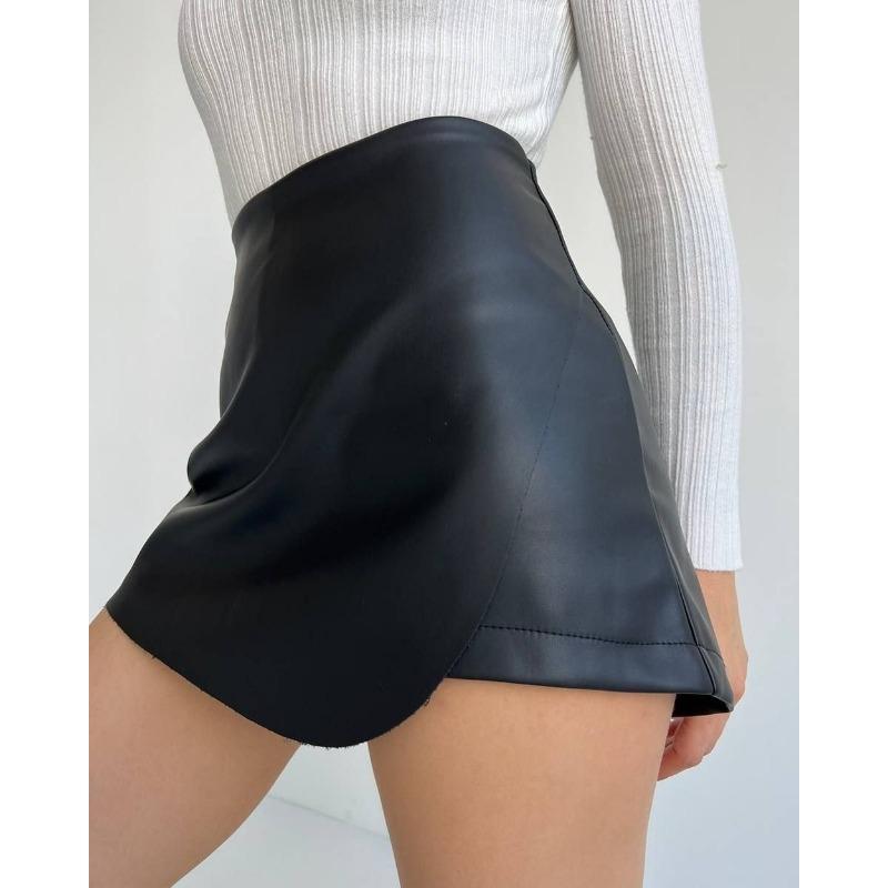 

Женская осенне-зимняя юбка с высокой талией и длиной до бедер L чёрный