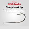 10Pcs Sets Long-Shank Knife Fish Hooks with Eyelets & Tube Rigging – Heavy Barb for Deep Sea/ Boat Fishing