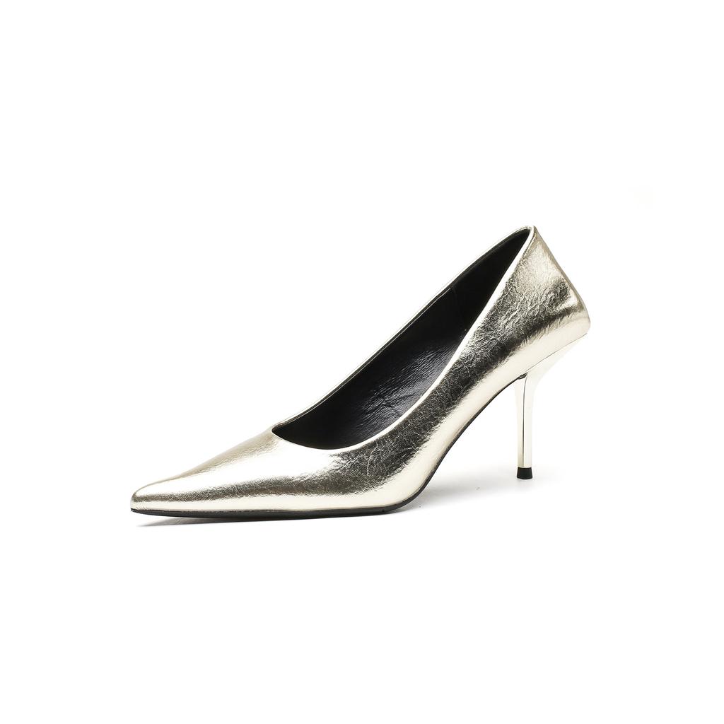 Thin heels pointed silver high heels women's new spring and autumn 2025 versatile comfortable women's simple fashion shoes