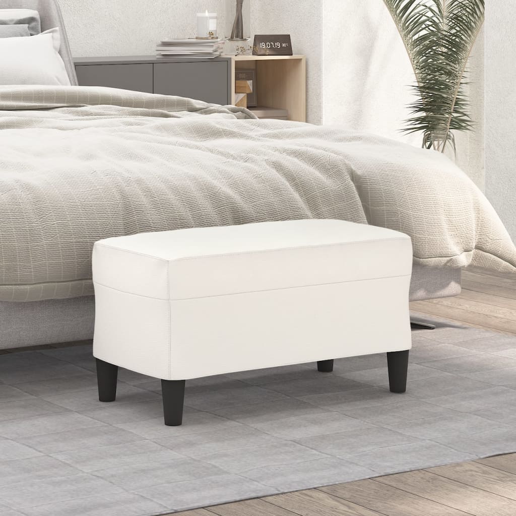 Cream Colored Bench 70 X 35 X 41 Cm Faux Leather