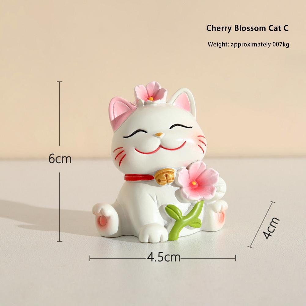 Lucky Cat Micro Landscape Decoration Resin Lucky Cat Figurine Statue Home Decor For Welcoming Fortune Good Luck