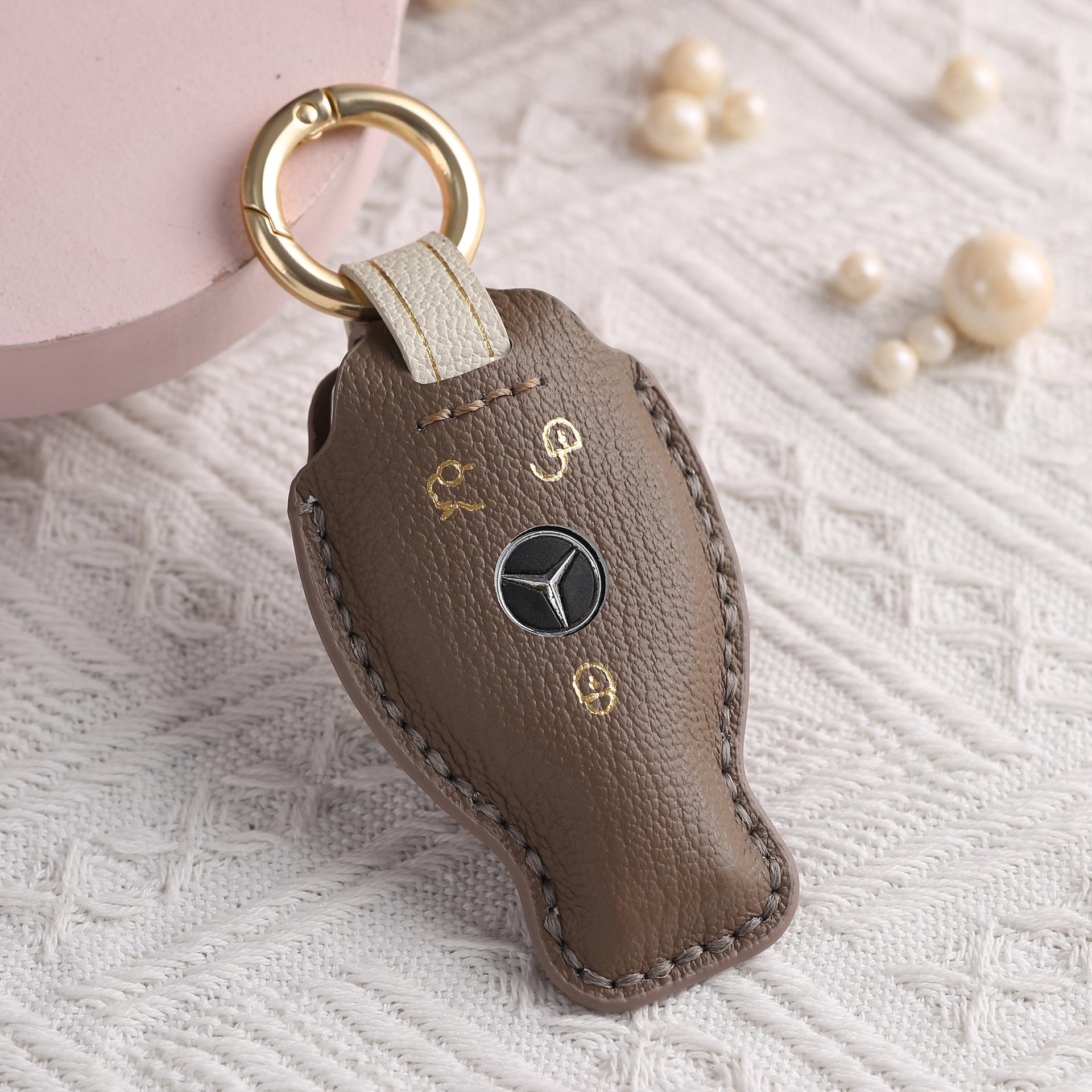 

Индивидуализированный кожаный чехол для ключа подходит для старого Mercedes-Benz E300L, защитный чехол для ключа из коровьей кожи, полностью ручная работа, премиум-класса