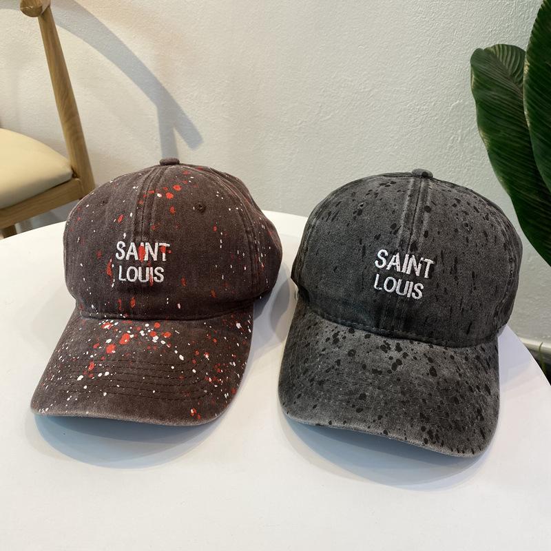 splashing ink spots art style cap style personality hip hop curved brim hat outdoor sports soft top baseball cap tide