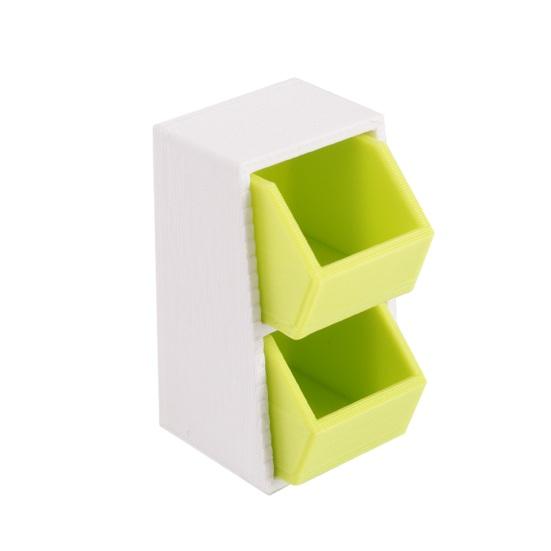 Mini Storage Box 1:12 Scale Miniature Slanted Storage Box Tiny Double Drawer Organizer for Doll Mansion Bedroom Desk