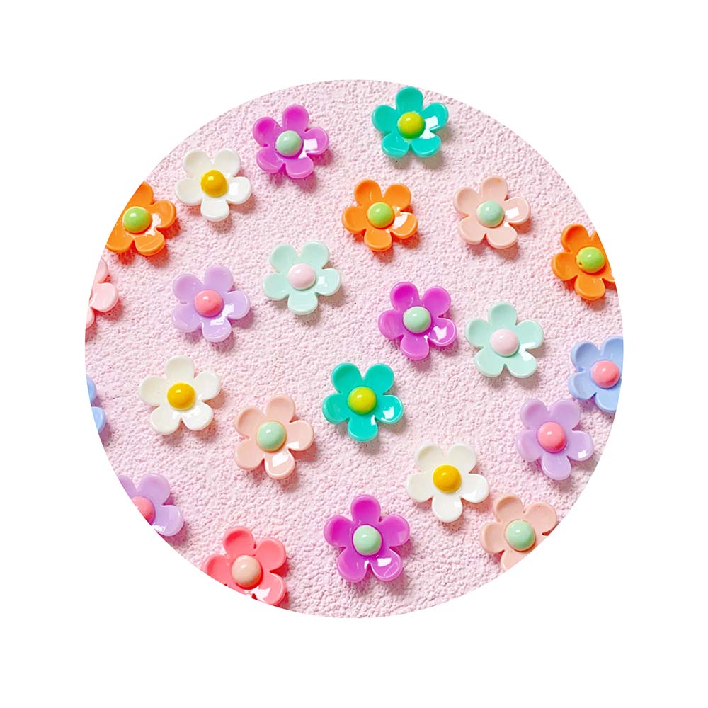 100 Pieces 20MM Resin Flower Daisy Cabochons Colorful Flatback Resin Sunflower Beads No Hole for Jewelry Making Scrapbooking DIY