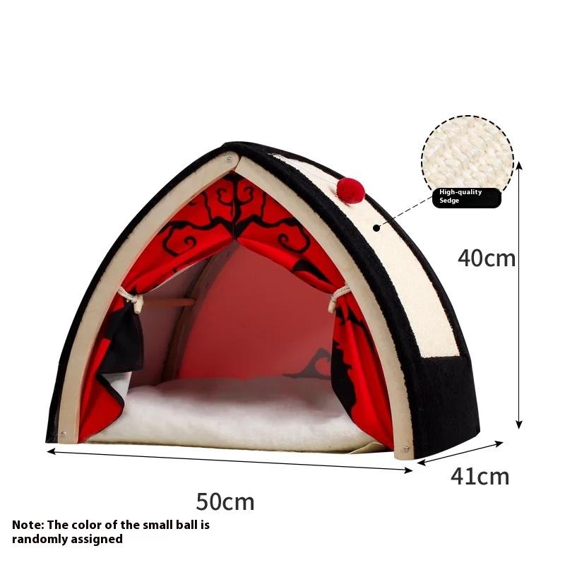

Halloween Themed Bat Cat Tent Foldable Pet Bed with Sisal Mat Breathable All-Season Portable Shelter for Cats