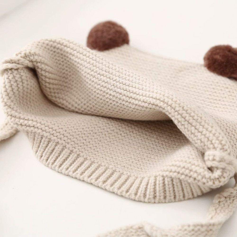 3-24 Months Tie Baby Winter Hats Wool Ball Kids Beanie Hats Newborn Ear Protection Cap  Boys Girls