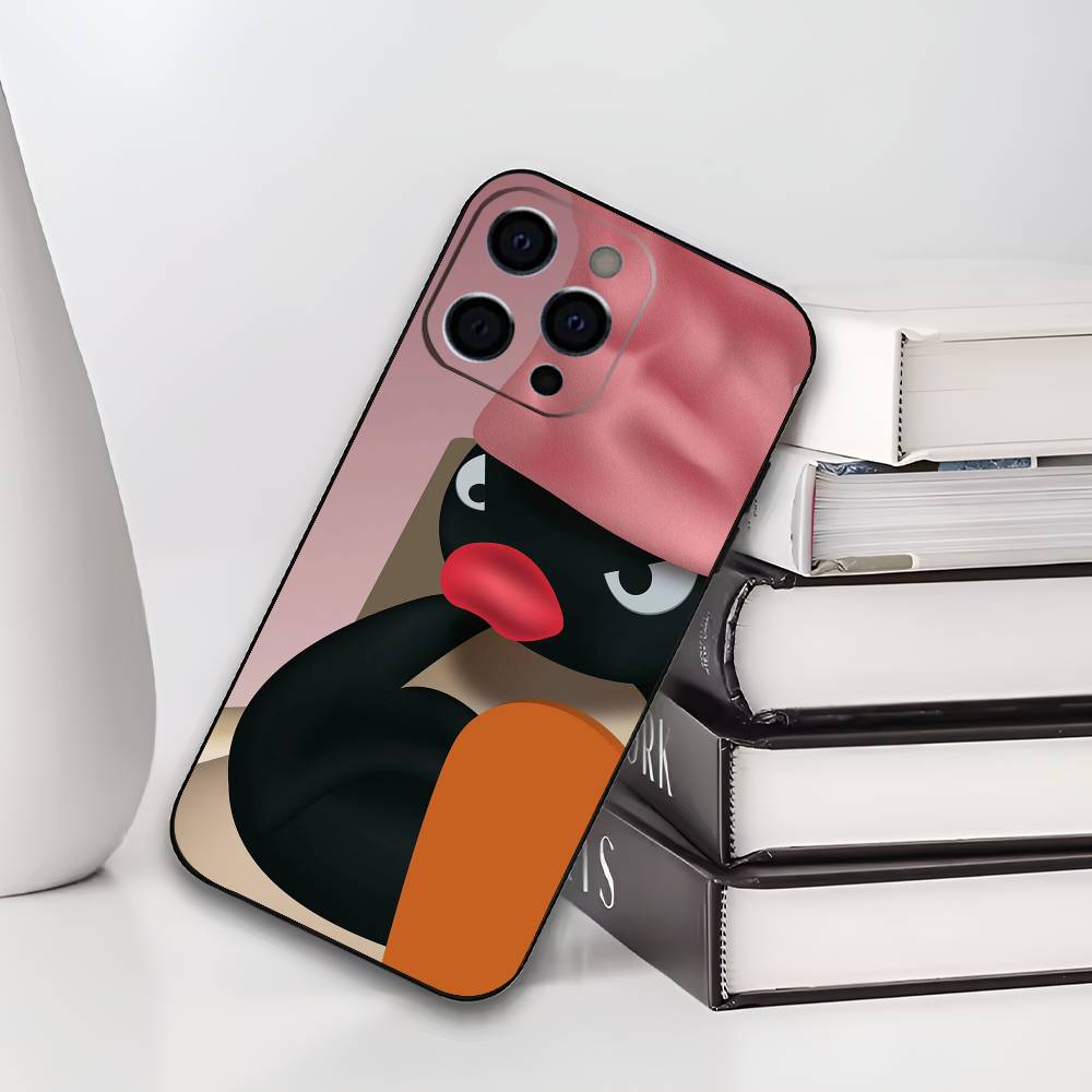 P-Pingu Cute P-Penguin Phone Case For IPhone 17,16,15,14,13,12,11,Plus,Pro,Max,Plus,XS,soft Case Black Silicone