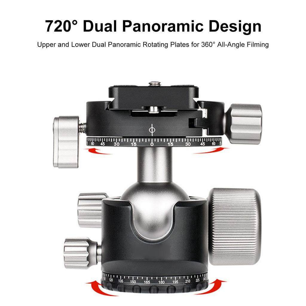 Low Profile Camera Tripod Ball Head Metal Panorama Ball Head with 1 4 Quick Release Plate for Tripod Monopod