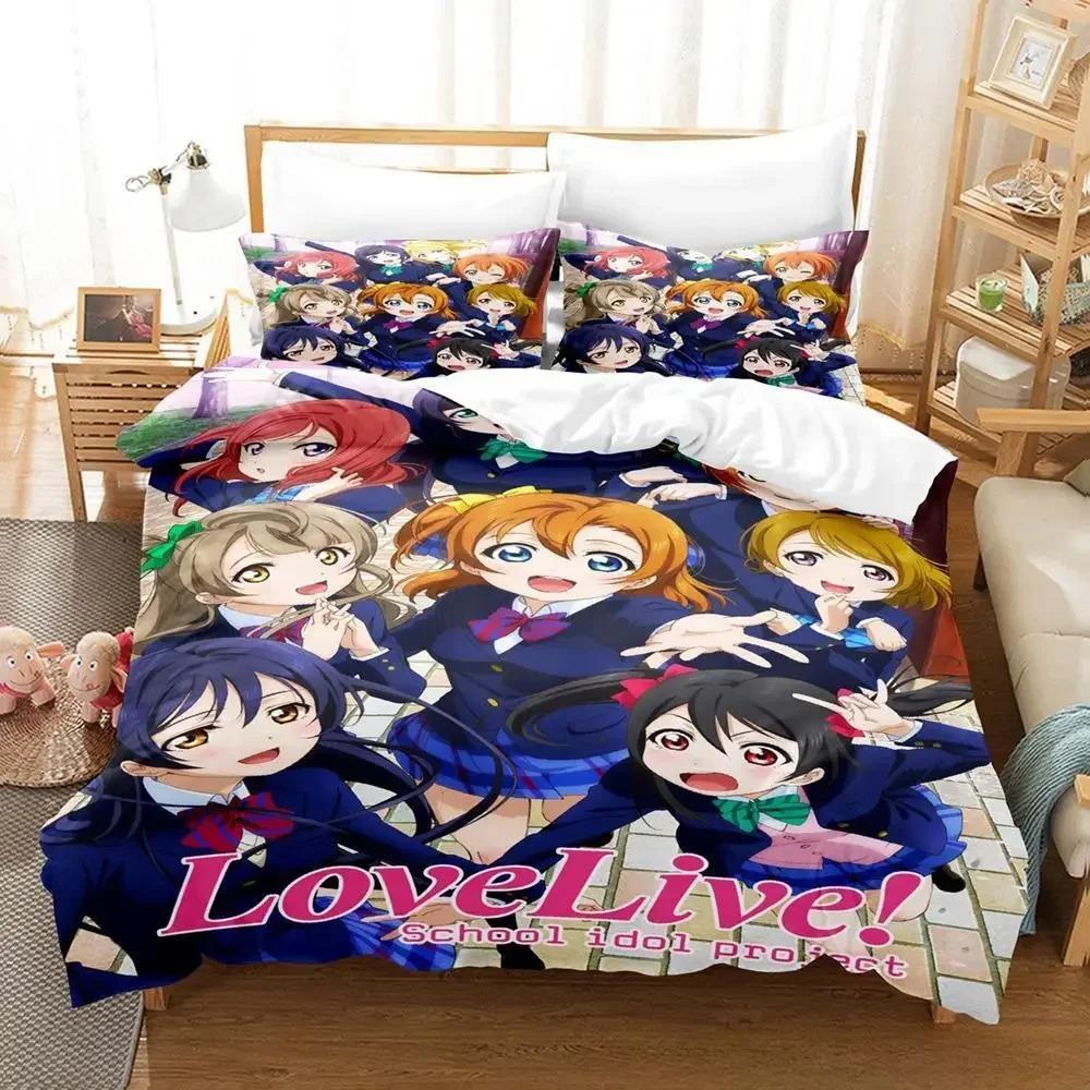 Povlečení Idol Singer Jednolůžkové Dvoulůžkové Plné Queen King Size Ložní souprava Pro dospělé Dětská ložnice Sady povlečení s 3D potiskem Anime Love Live!