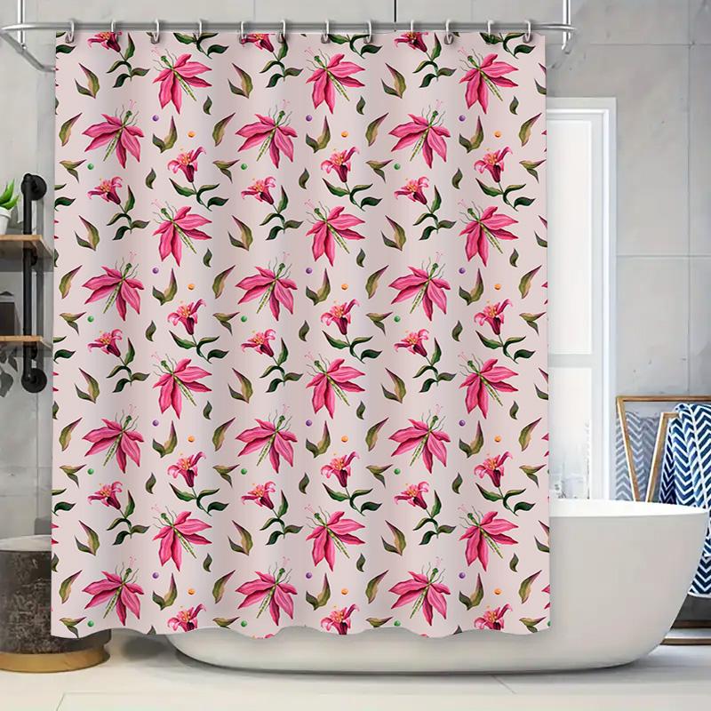 Fashion Watercolor Floral Shower Curtain Pink Green Waterproof Home Decor Bathroom Window Panel 180x259cm (70x102) 90x180cm