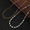 Summer New Color Tourmaline Stone Freshwater Pearl Handmade Beaded Necklace Brass Gold-plated Color-preserving Stacked Collarbone Chain