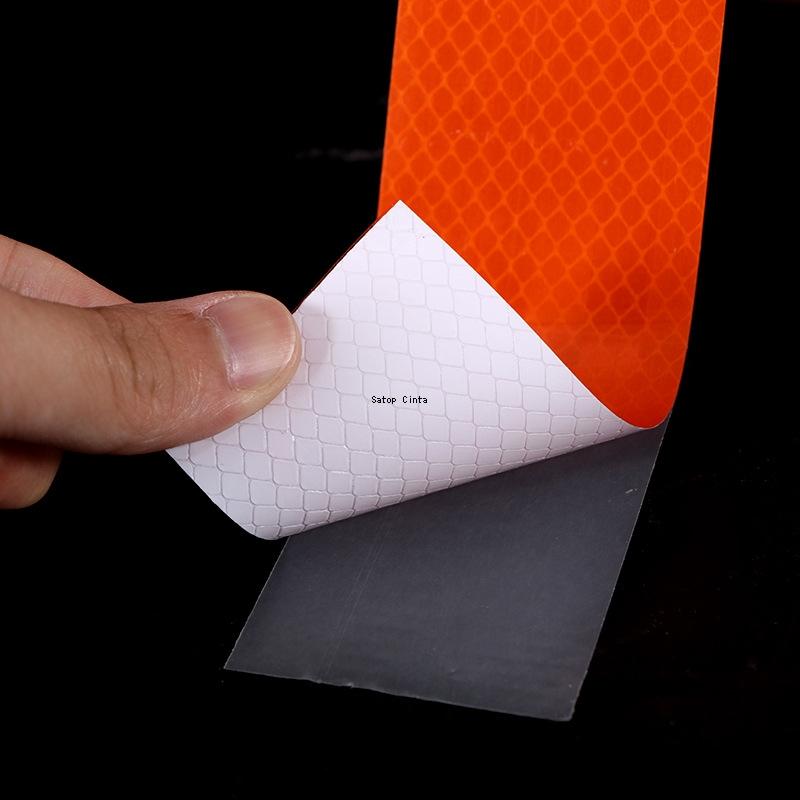 5cm*5m Orange Reflective Adhesive Tape High Visibility PET Micro Prismatic Waterproof Strips Conspicuity Safety Warning Sticker
