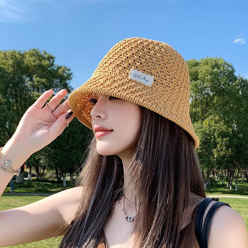 Summer Breathable Straw Hat With Wide Brim And Mesh Design For Beach And Sun Protection