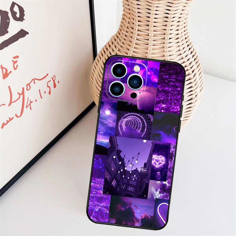 Purple Aesthetic Phone Case For iPhone 16 Pro Max 15 14 13 11 12 17 Pro Max Mini 15 16 Plus 16e 17 Air Cover