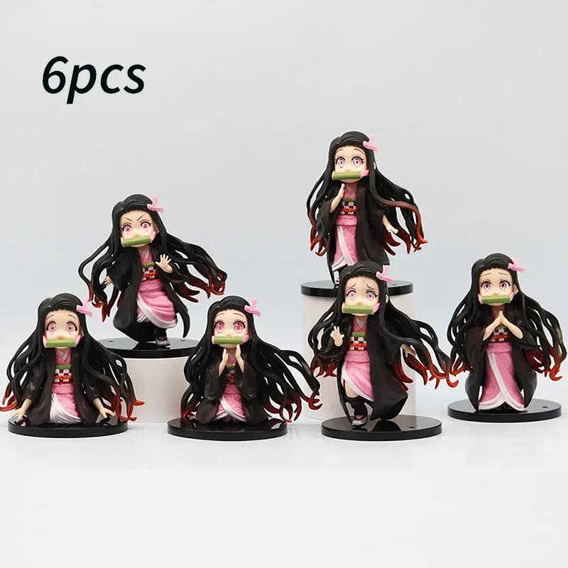 1/6 шт. Набор фигурок Клинок, рассекающий демонов Танджиро Дзеницу Незуко ПВХ Фигурки Действия Коллекционные Декор для Комнаты