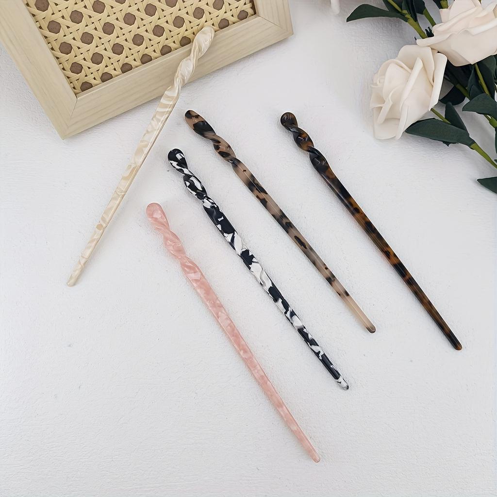 7.09inch Spiral Tortoiseshell-Colored Acetate Hairpin