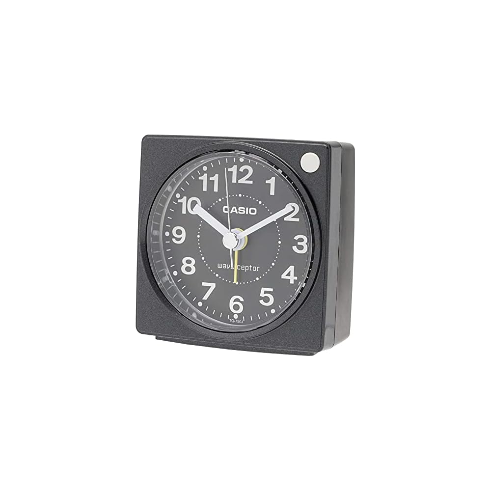 CASIO Alarm Clock, Radio-Controlled, Table Clock, Black, Analog, Small, with Light, TQ-750J-1JF