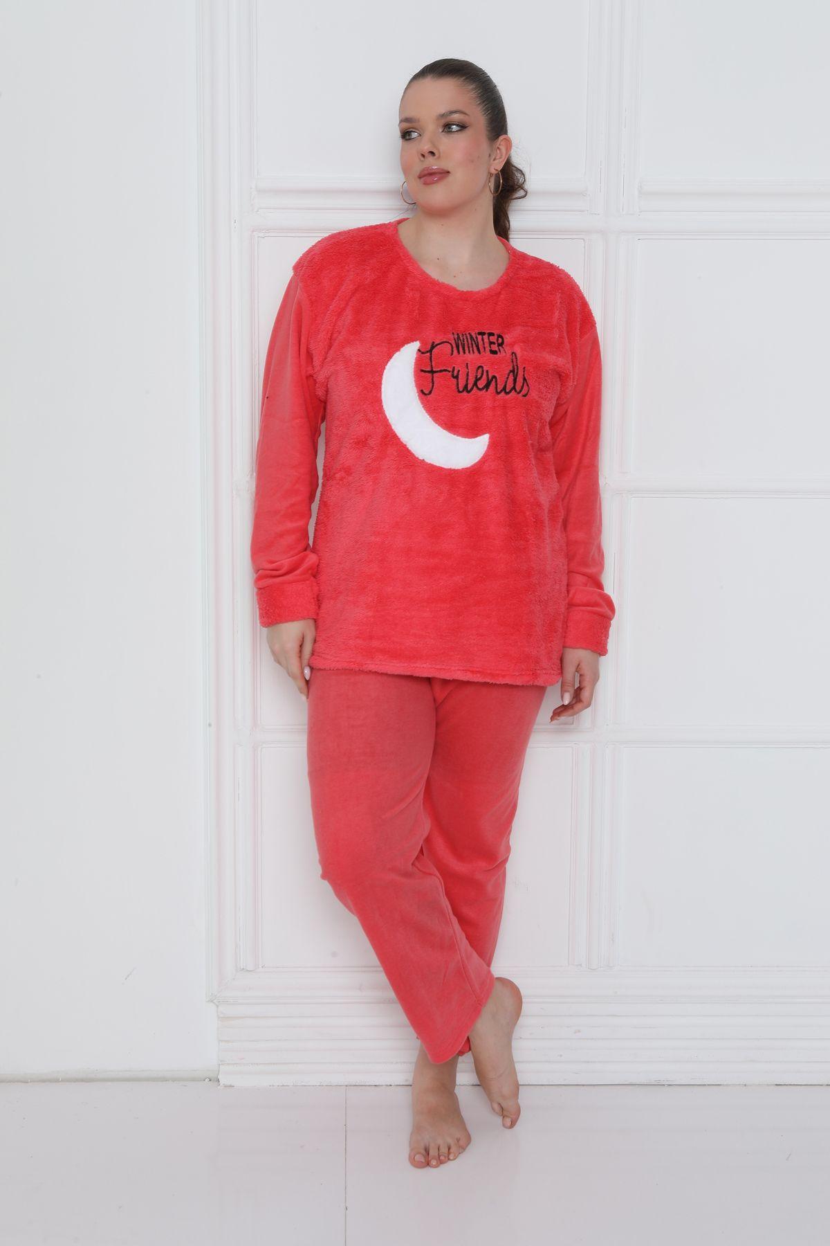 

Женский стильный пижамный комплект больших размеров, зимний пижамный комплект Weellsoft Polar, цвет цветка граната