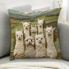 Modern Vintage Alpaca-Themed Pillowcase with Double-Sided Print and Zipper Closure