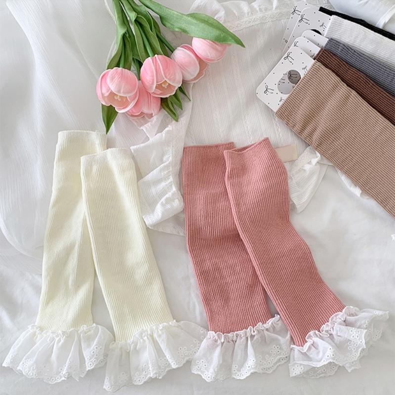 Girls Lolitas Knit Long Socks Ruffle Flared Leg Warmers Harajuku Bootie Socks Spring Summers Warm Ankle Heap Socks
