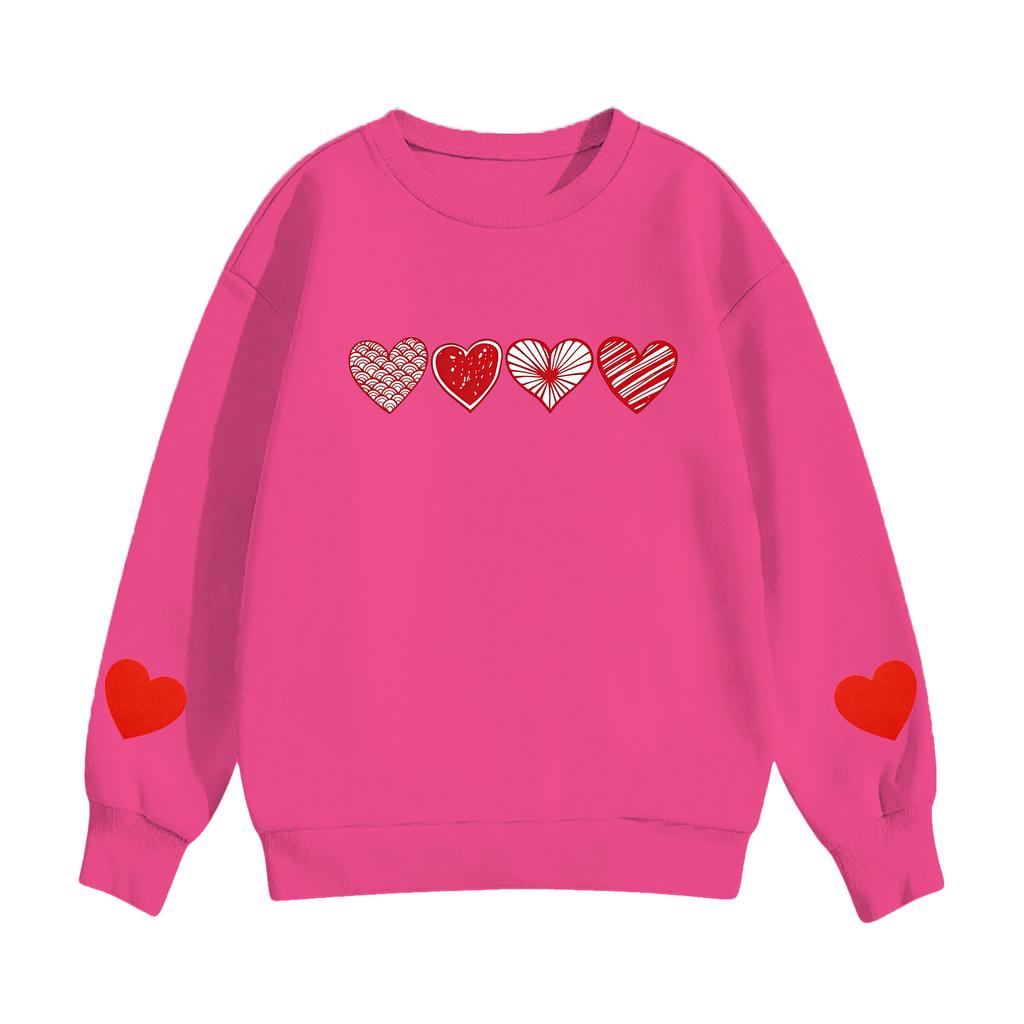 Kinder Freizeit Rundhals Bedruckter Pullover Langarm Kapuzen-Sweatshirt Oberteil