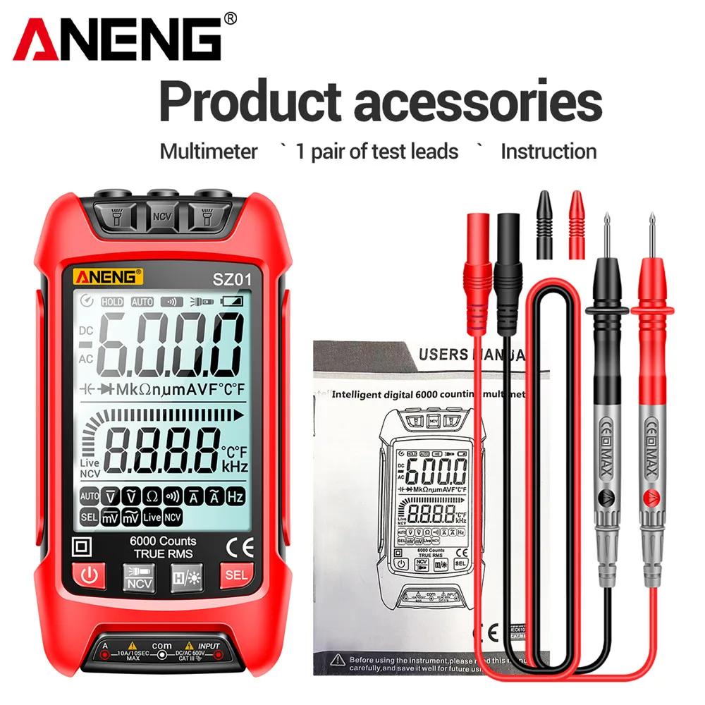 Digital Multimeter Smart ANENG  AC/DCVoltage Capacitance Meter 6000 Counts Auto Electrical Temp Resistance Transistor Test tools