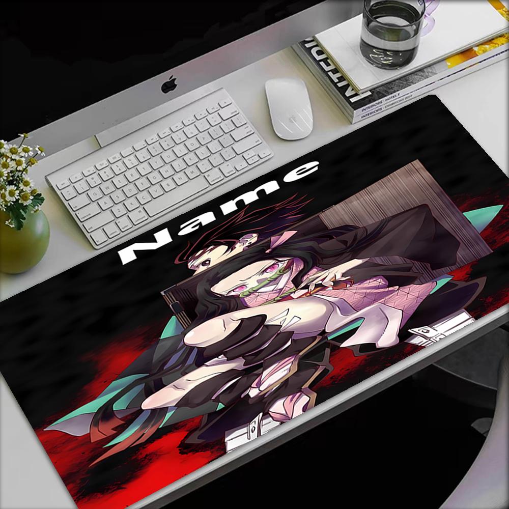 Custom Name Demon Slayer Theme Mouse Pad, Non Slip Rubber Base, Multifunctional Office & Home Decor, Perfect for Workspace Personalization.