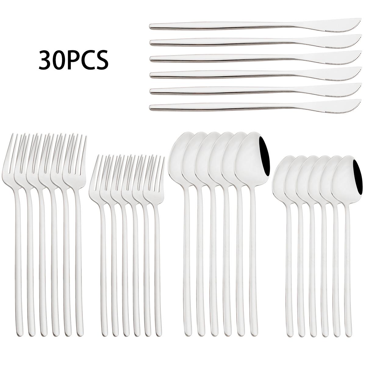 

Набор столовой посуды из белого золота, 30 предметов, нож, десертная вилка, ложка, столовая посуда, столовые приборы из нержавеющей стали, зеркальные столовые приборы, западное серебро серебряный