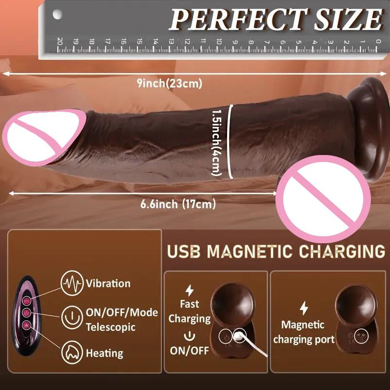 Black Dildo Vibrator Dildos Female Masturbation Sex Toys for Women Telescopic Penis Vagina Anal for Adults Stimulator Sex Shop