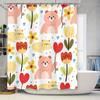 Bathroom Shower Curtain With Cute Animal Patterns Ideal For Kids Room Decor Polyester Waterproof Bath Mat Cover In Yellow Flower