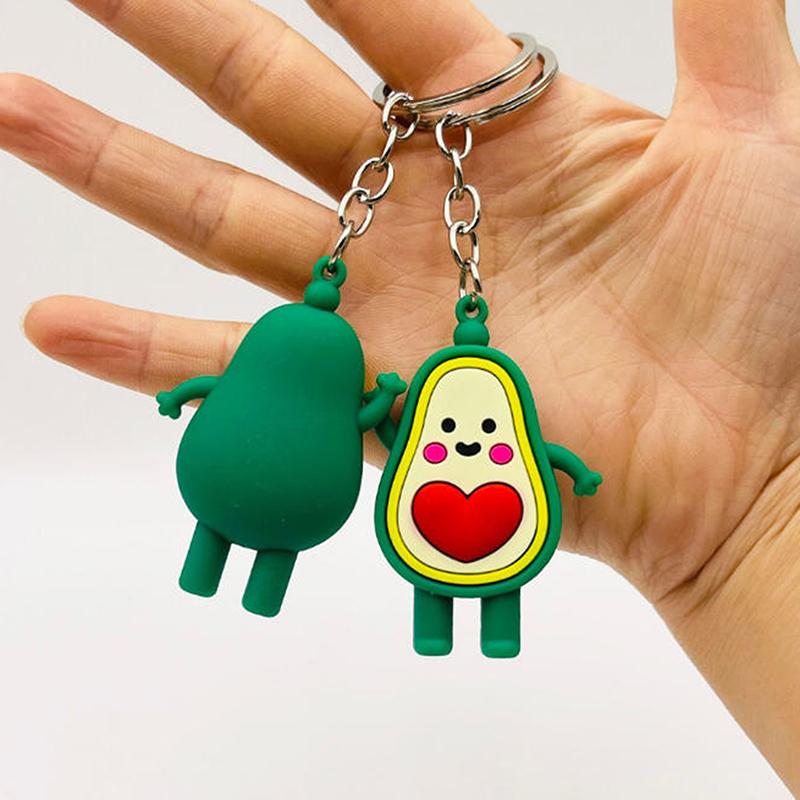 Creative Cartoon Avocado Keychain Bag Pendant Cute Love Emotions Student Gift Car Key Matching Decorations Bedrooms Desktops