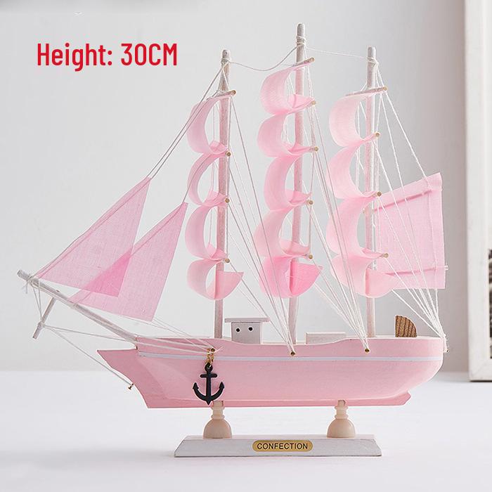 Mediterranean Style Solid Wood Sailboat Ornament for Home Decoration (16cm-50cm)