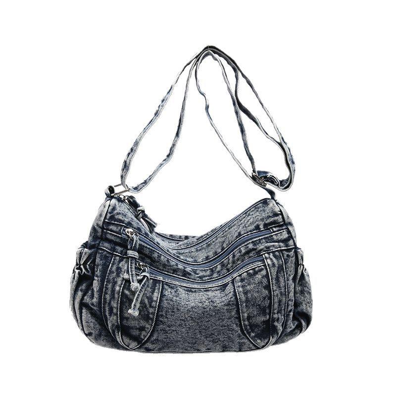 Denim Bag Women's New Fashion Commuter Tote Bag Casual Large Capacity Messenger Bag Student Class Bag