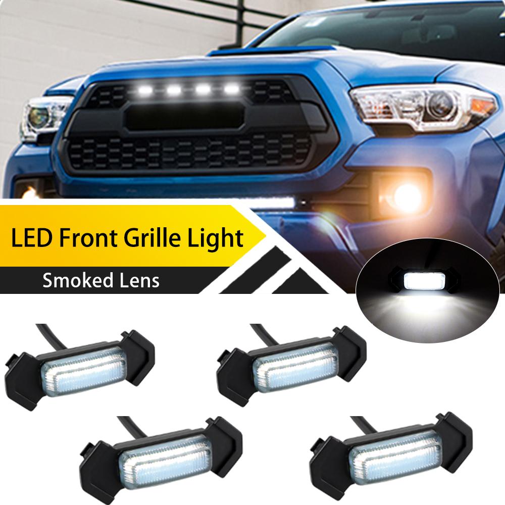 4PCS LED Front Grille Light For Toyota Tacoma PT228-35170 2016-2019 Amber/White Lights Bulbs LED Raptor Grille Lampshade