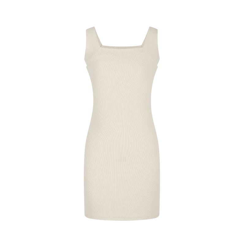 

Kumikumi Pure Desire Style Sexy Vest Dress Women Summer Solid Waist Hugging Slimming Short dress Sleeveless Hip Skirt Apricot color L