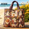 Katzenmotiv Wiederverwendbare Einkaufstasche Halloween Gesteppte Tragetasche, Kürbis Geist Aufdruck Schulter Leichte Pendler Tasche Polyester Handtasche für Freizeit