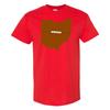 Ohio Football State Shape Hometown Pride T Shirt Red