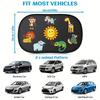 2-piece Cartoon Animal Car Sunshade, 20x12 Inches, Black PVC, UV Resistant, Self-adhesive, Equipped with 8 Suction Cups
