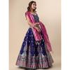 PURVAJA Women' Jacquard SemiStitched Lehenga Choli (IndraNavyBlue NavyBlue Free )