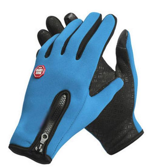 Men Women Windproof Zipper Touch Screen Gloves Ski Snow Motorcycle Warm Mittens