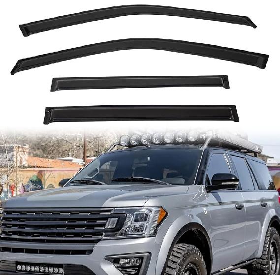 In-Channel Rain Guards Compatible With 2001-2005 Sport Trac 1997-2001 Mercury Mountaineer 1991-2001 Explorer Side Window Visor Wind Deflector Vent