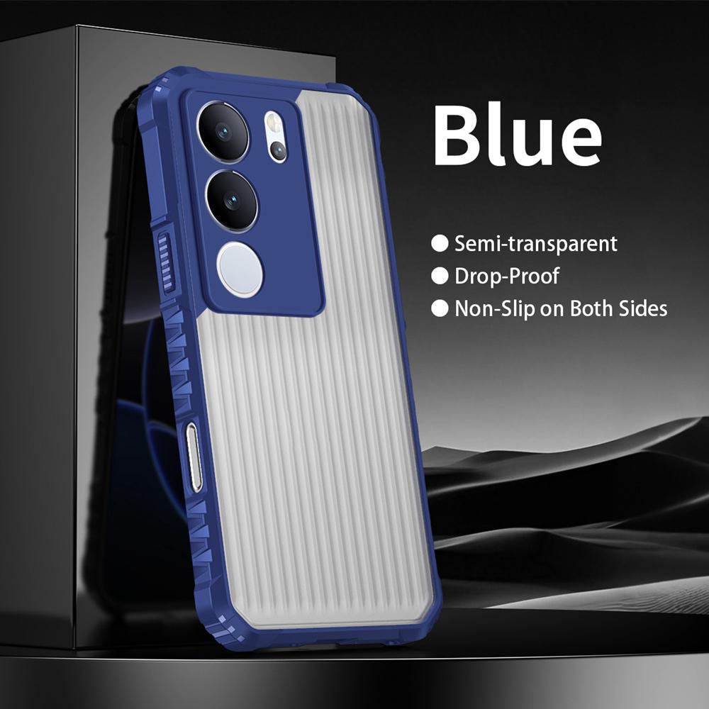 KEYSION Heavy Duty Shockproof Phone Case for VIVO V29 5G V27 5G Soft Silicone+PC Translucent Matte Back Cover for VIVO V25 V29 5G